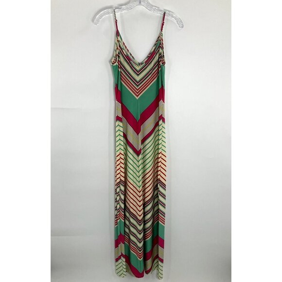 Eci New York Dress Women‎ M Colorful Stripe Stretch Sleeveless Maxi - Picture 2 of 12